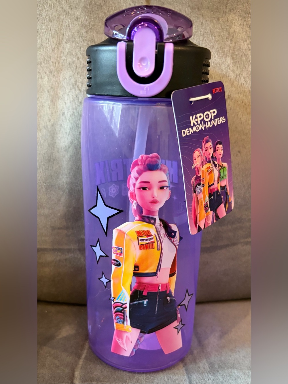 KPOP Demon Hunters Huntrix Water Bottle with Straw NWT